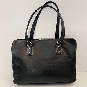 Perlina Classic Black Leather Women Briefcase Handbag
